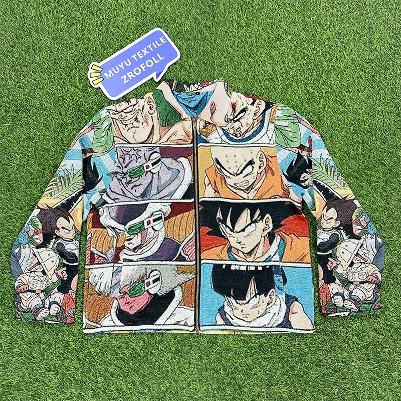 Men's Hip Hop Streetwear Zip-Up Tapestry Jacket Custom Quick SZA Clothing with Turn-Down Collar and Autumn Pattern custom