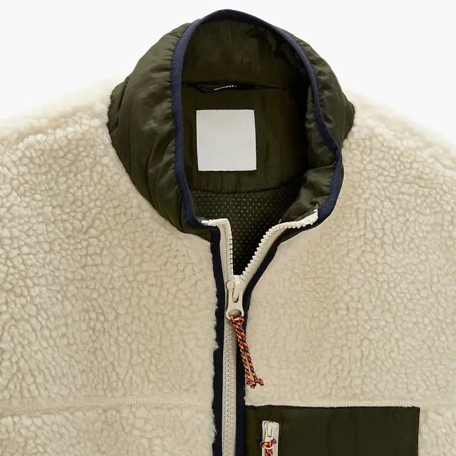 Wholesale Winter Warm Shaggy Wool Lamb Custom Logo Mens Sherpa Zip Up Fleece Jacket