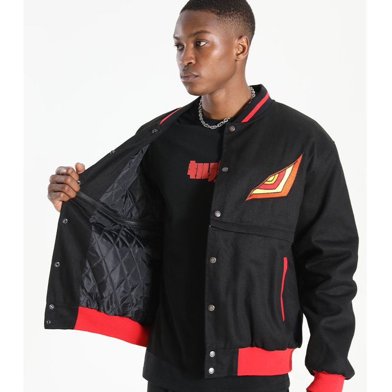 CrazyMaker Men's Trendy Custom Denim Hem Removable Zip Jacket Padded Cotton Embroidered Pattern High Street Button Jacket