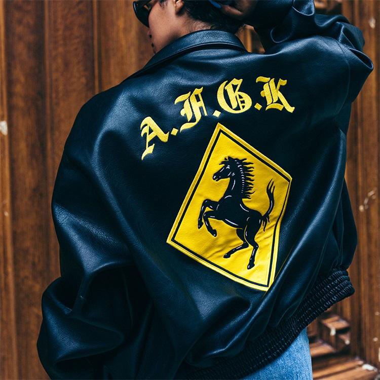 Custom Embroidery Logo Leather Baseball Bomber Leather Varsities Jacket For Men