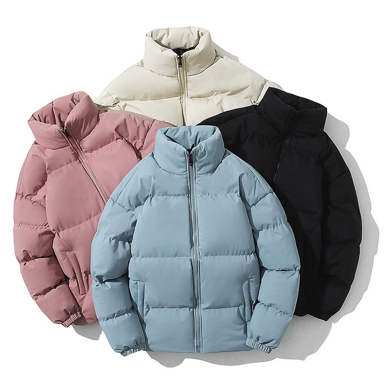 Winter New Men's Down Jacket Plus Size Collar Loose Solid Color Thickened Couple Cotton Padded Jacket Coat