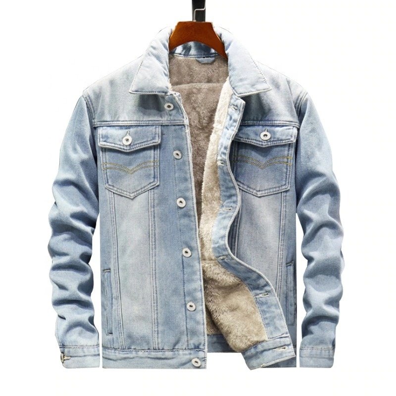 Logo Custom Men Denim Jean Jacket Men Turn Down Collar Casual Outwear Jacket Washed Button Up Jeans Coat Pockets Men's Jackets