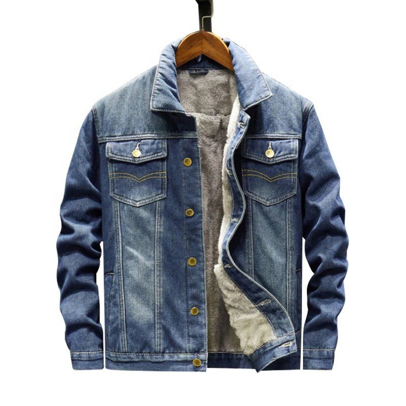 Logo Custom Men Denim Jean Jacket Men Turn Down Collar Casual Outwear Jacket Washed Button Up Jeans Coat Pockets Men's Jackets