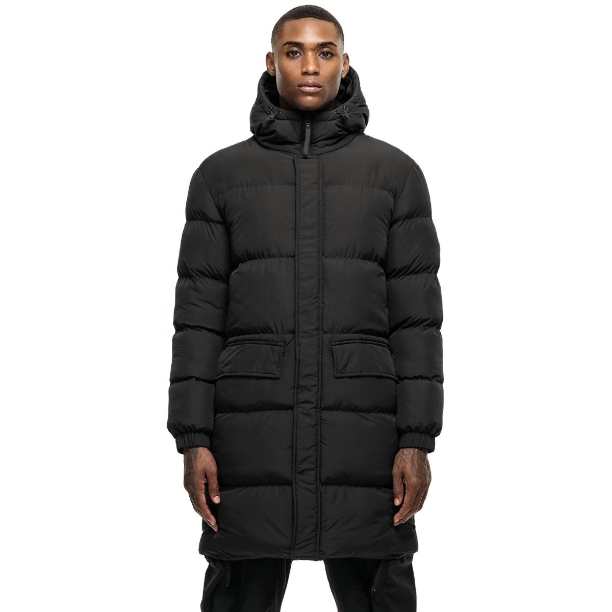Black Winter Jacket Long Coat Men Thick Warm Bubble Coat Puffer Jacket Fashion Outwear/ Long Bubble Jacket For Men