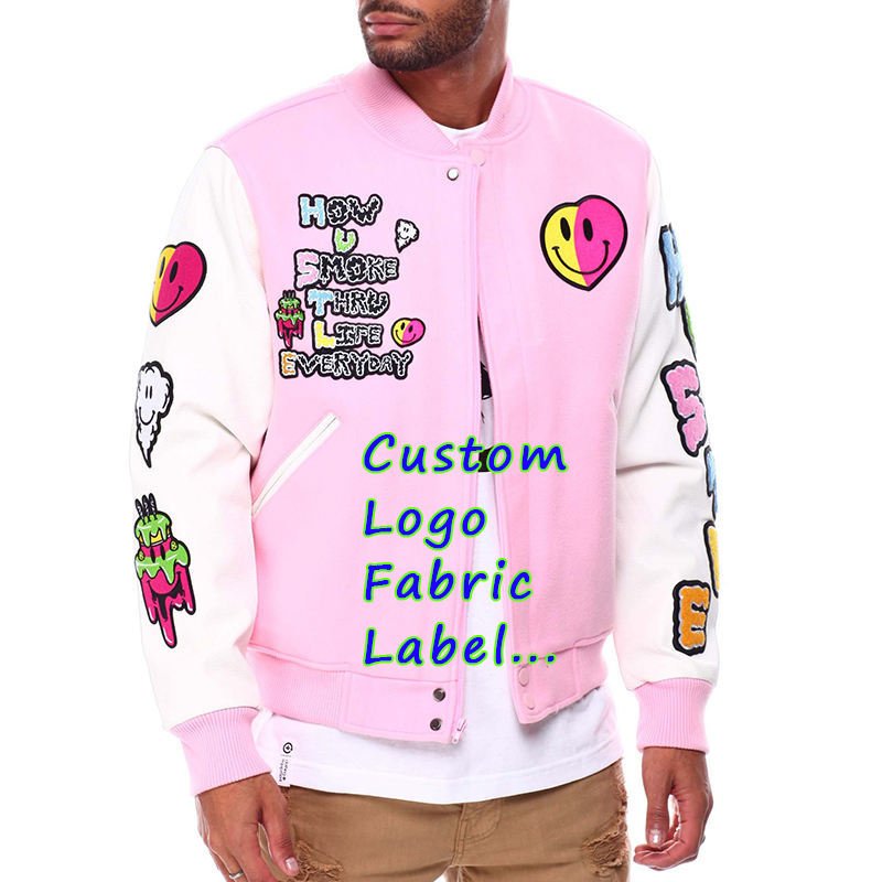Custom OEM Chenille Embroidery Winter Undefined Baseball Jacket Cotton Varsity Letterman Men's Jackets