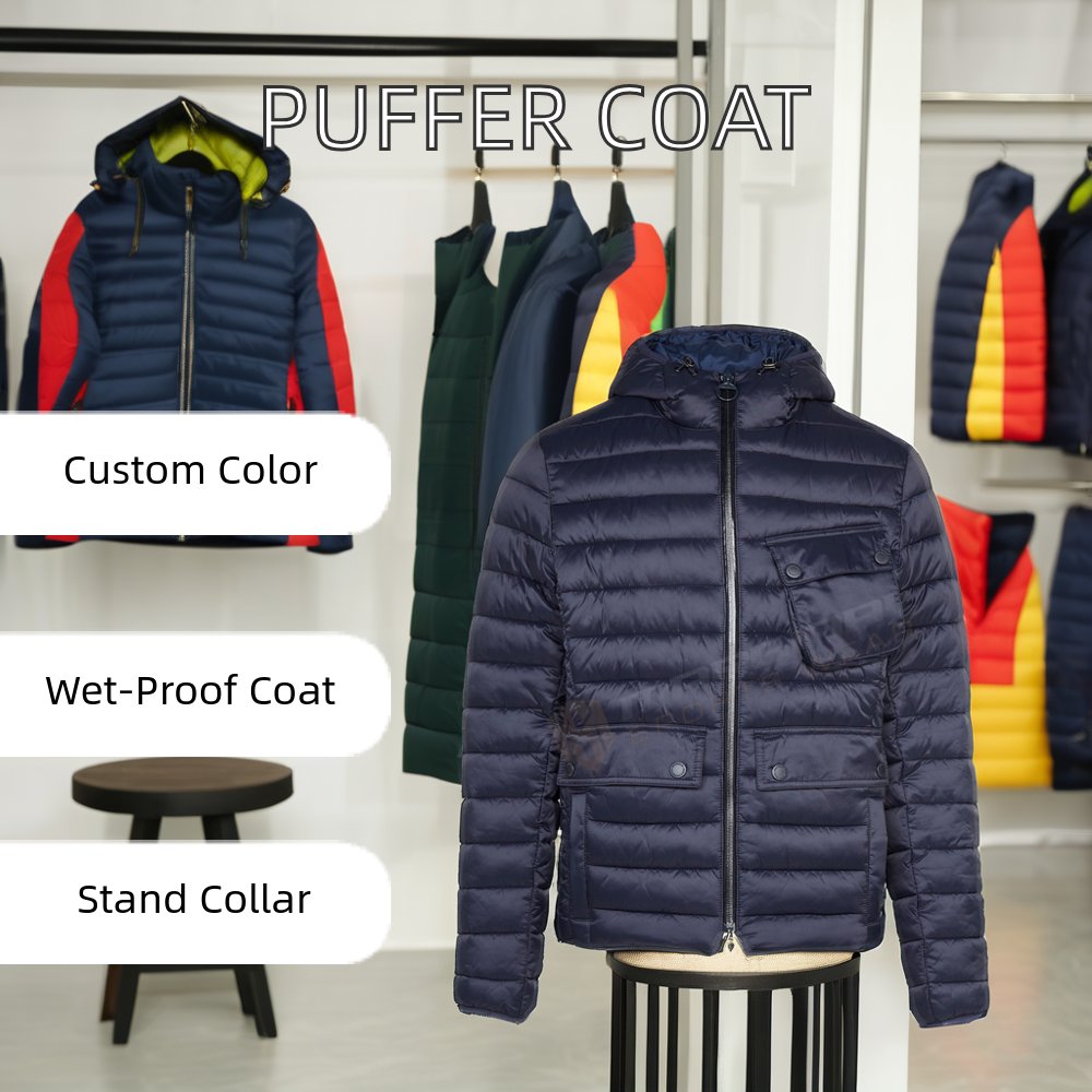 Men's Winter Stand Collar Padded Bubble Puffer Jacket Warm Thick Outerwear With Zipper Closure Streetwear Style