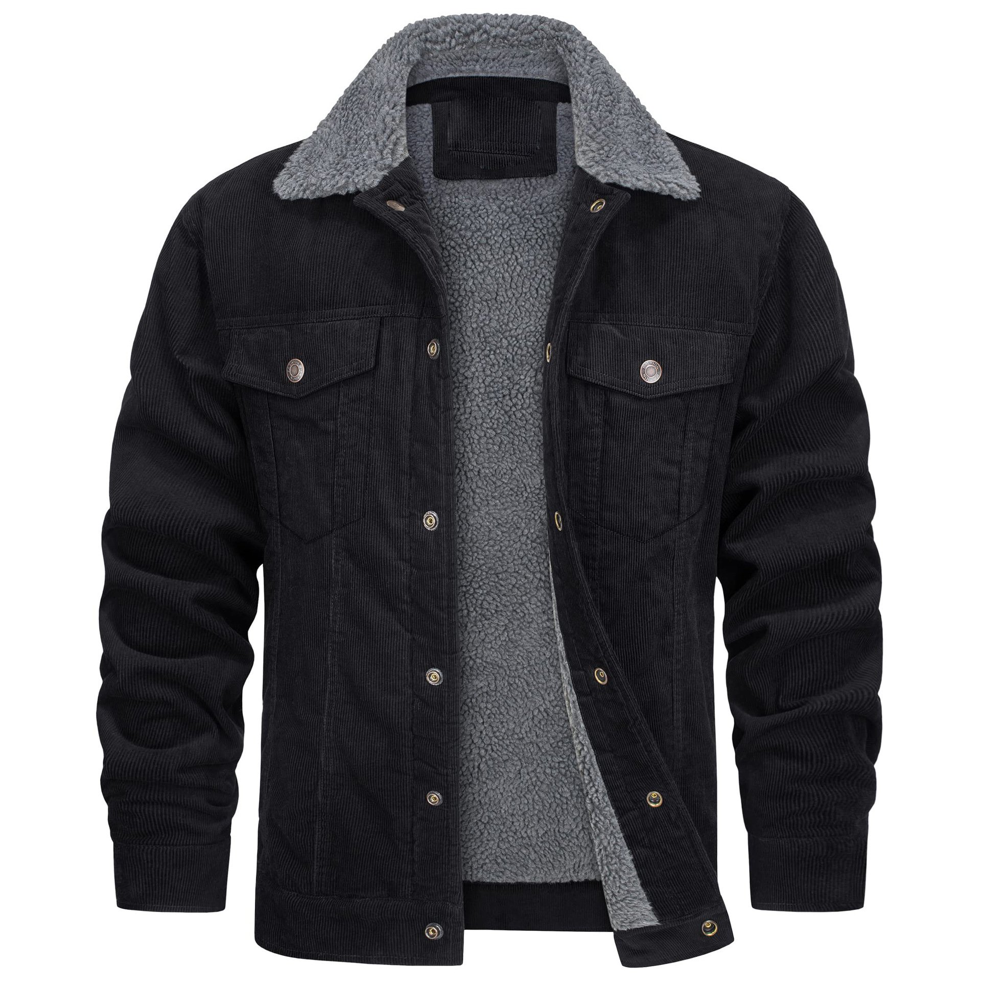 Shinesia Men Casual Work Sherpa Fleece Jacket Homme Polar Fleece Custom Mens Flannel Vintage Corduroy Jacket For Men Winter