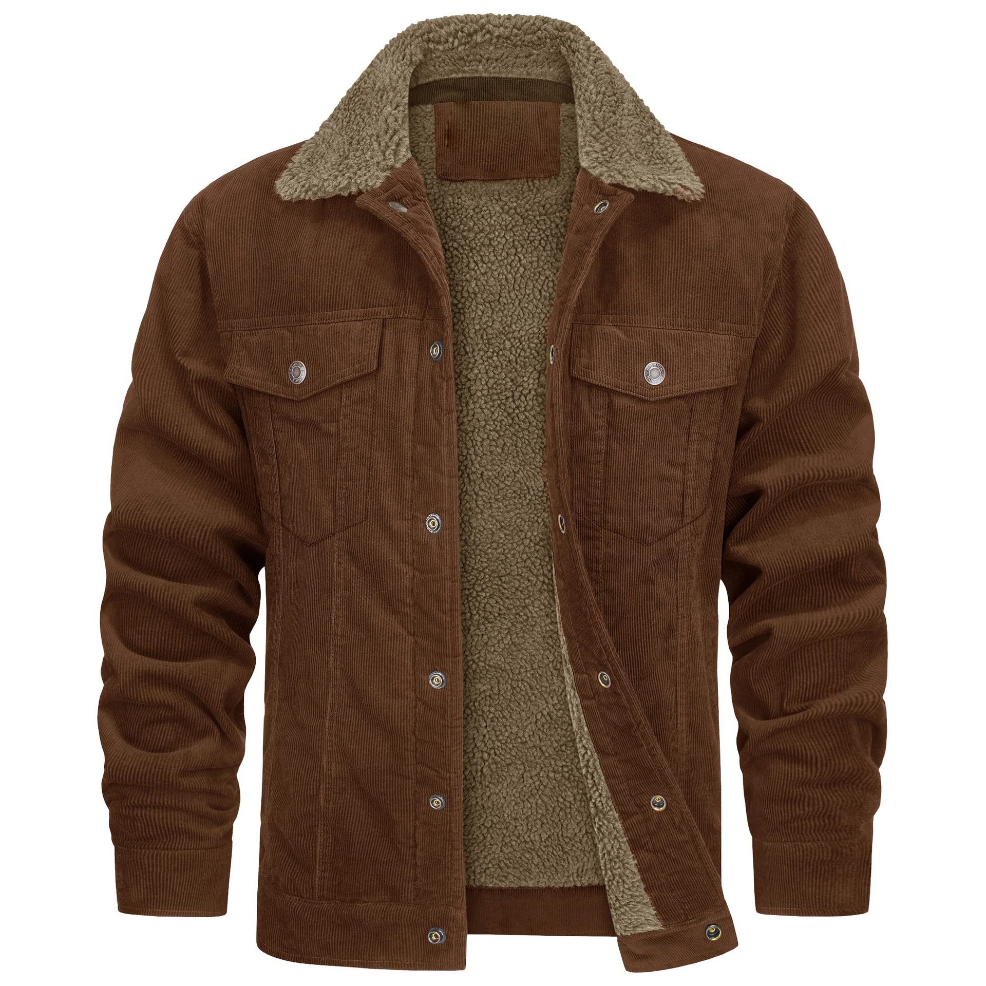 Shinesia Men Casual Work Sherpa Fleece Jacket Homme Polar Fleece Custom Mens Flannel Vintage Corduroy Jacket For Men Winter