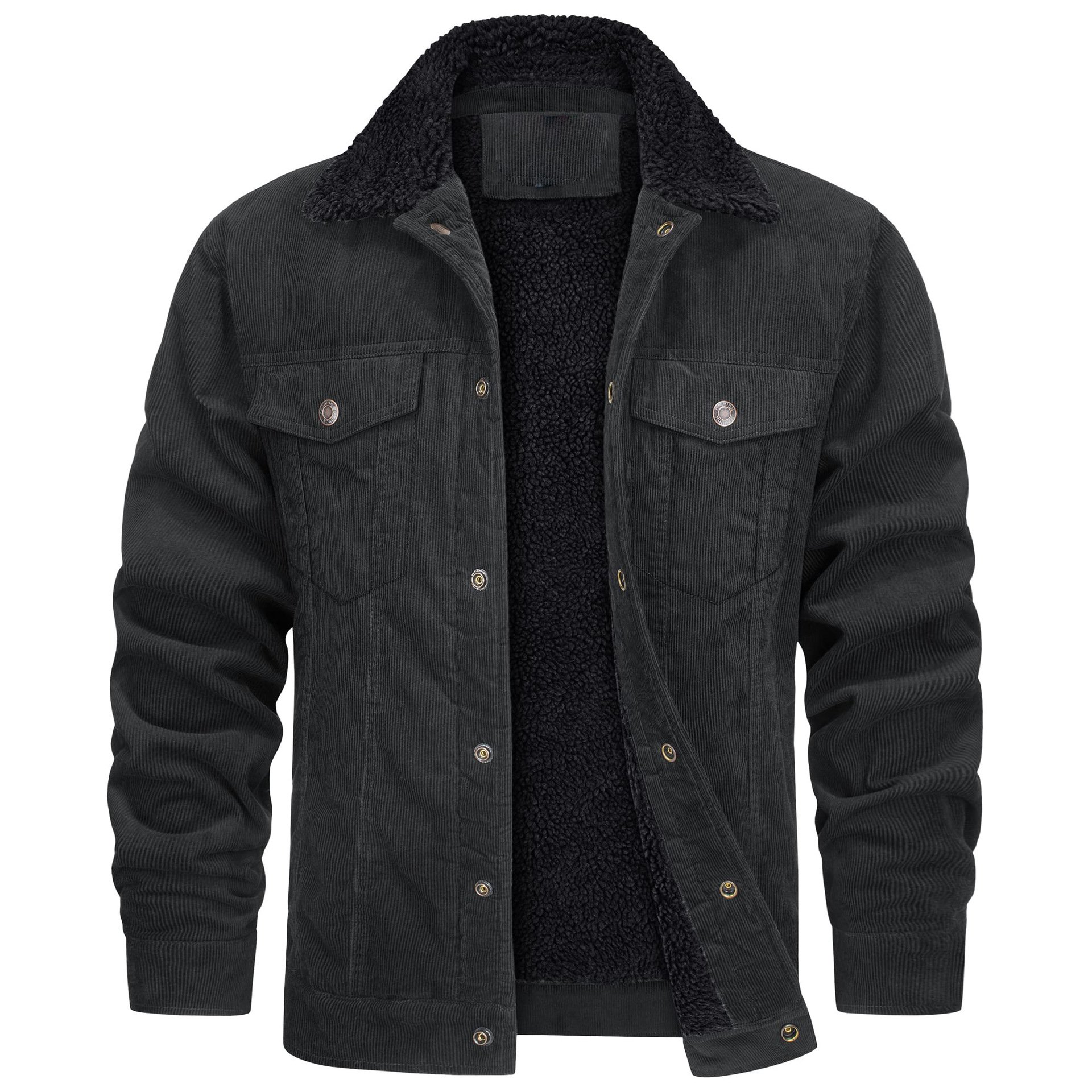 Shinesia Men Casual Work Sherpa Fleece Jacket Homme Polar Fleece Custom Mens Flannel Vintage Corduroy Jacket For Men Winter