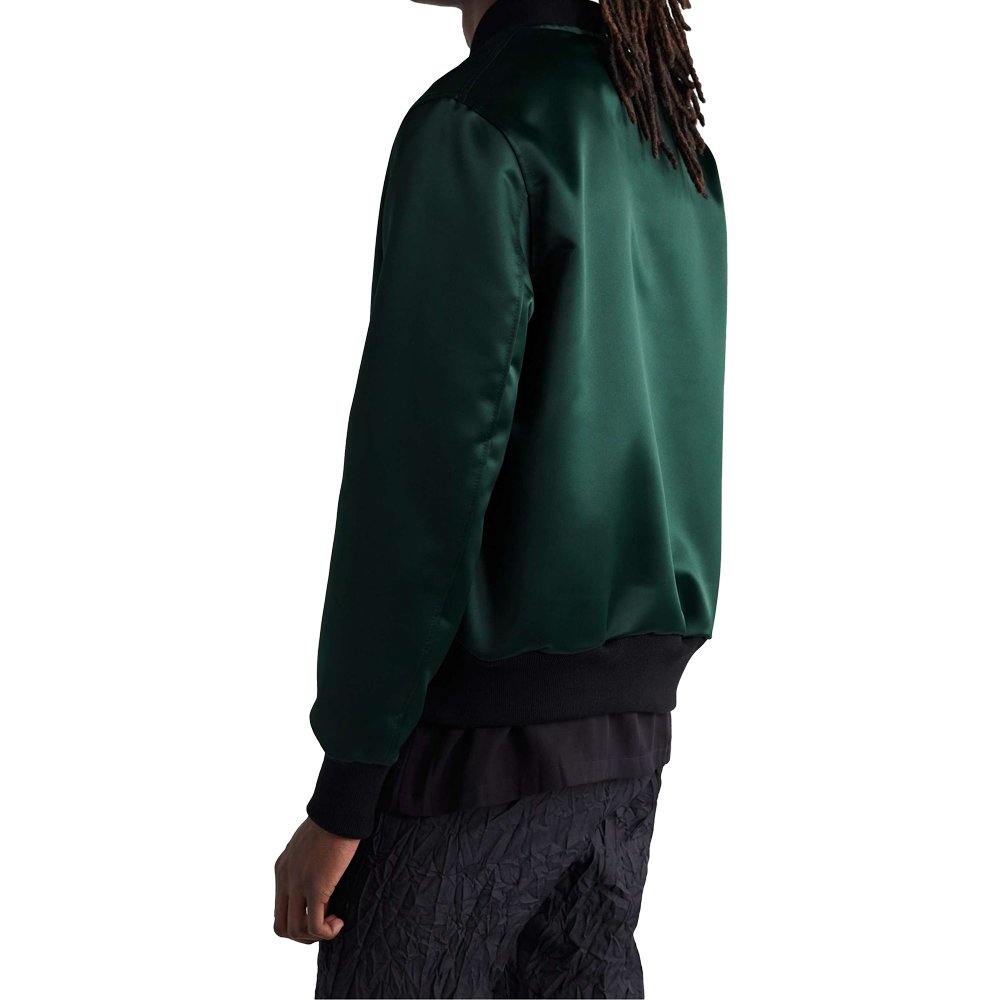Green Satin Bomber Jacket With Custom Design And Size Baseball Style Jackets For Mens