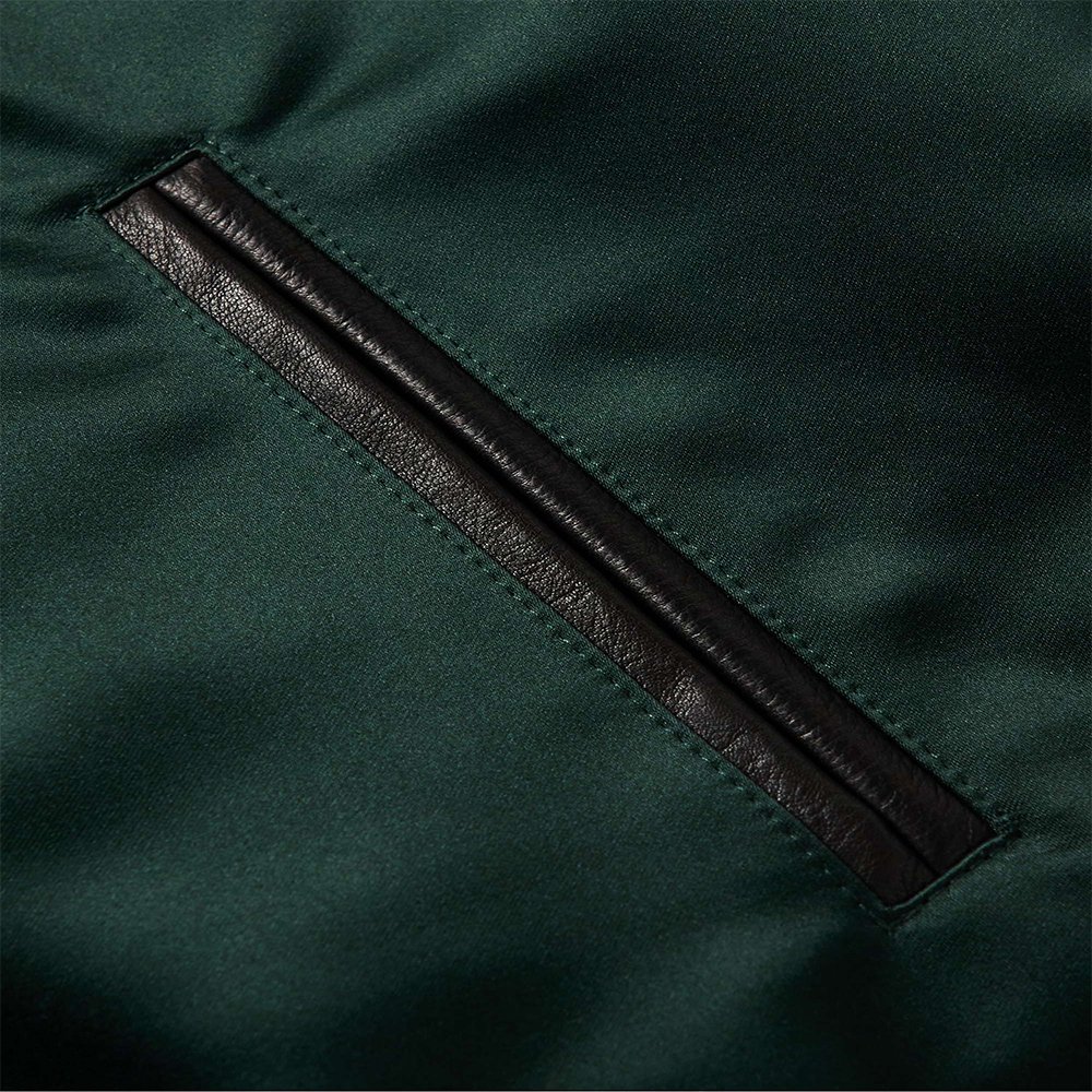 Green Satin Bomber Jacket With Custom Design And Size Baseball Style Jackets For Mens