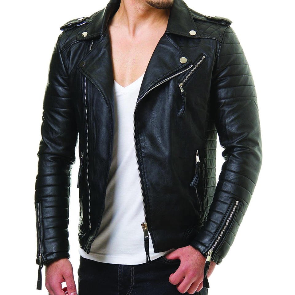 Leather Jackets Men Black Color Men Leather Jacket Full Sleeve Product Leather Jacket For Men