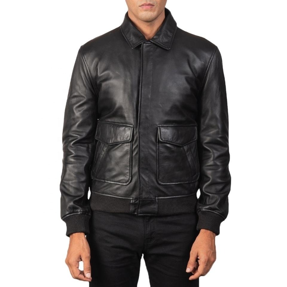 Leather Jackets Men Black Color Men Leather Jacket Full Sleeve Product Leather Jacket For Men