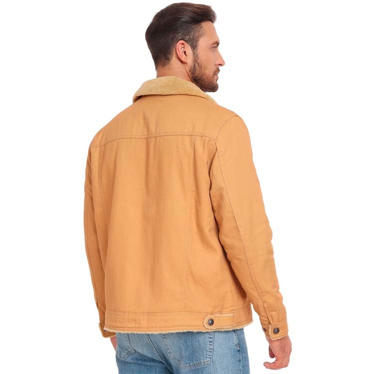 OEM Men's Jacket with Sherpa Lined Lapel Cotton Cargo Trucker Coat Casual Button Tactical Blazer Winter Parka Wear for Outdoor