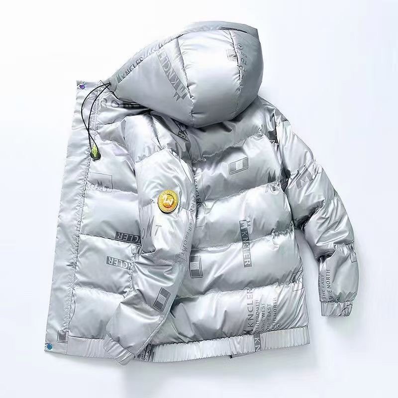 New Winter Fashion Men's Warm Hooded Customized Youth Casual Down Jacket Large Pocket Zipper Letter Printed Down Men's Jacket