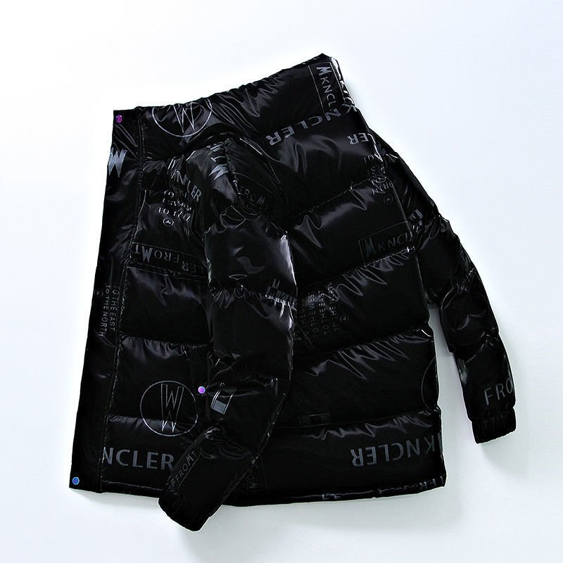 New Winter Fashion Men's Warm Hooded Customized Youth Casual Down Jacket Large Pocket Zipper Letter Printed Down Men's Jacket