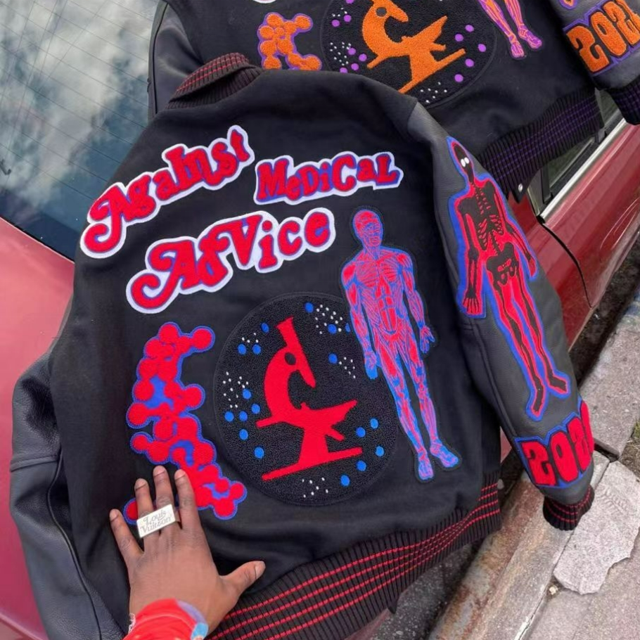 OEM Chenille Embroidery College Baseball Jacket Custom Cotton Letterman Men's Jackets Bomber Plus Size Coat Man Varsity Jacket