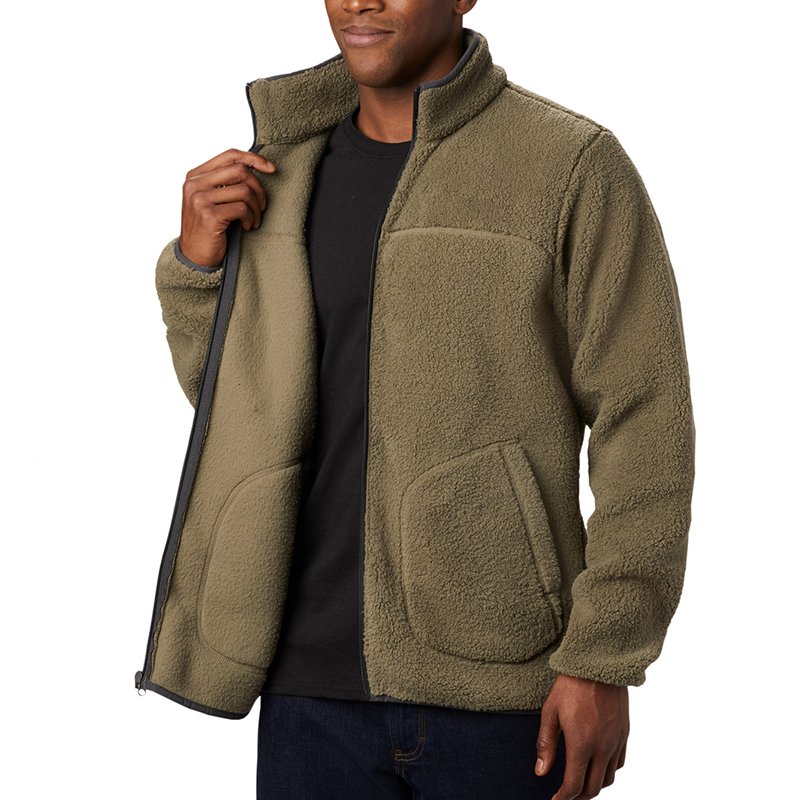 OEM Wholesale Custom Logo Men's Sherpa Fleece Zipper-up Stand Collar High Quality Winter Oversized Men Outdoor Fleece Jacket