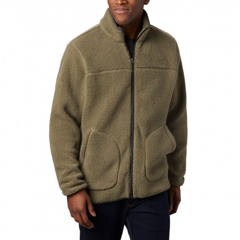 OEM Wholesale Custom Logo Men's Sherpa Fleece Zipper-up Stand Collar High Quality Winter Oversized Men Outdoor Fleece Jacket