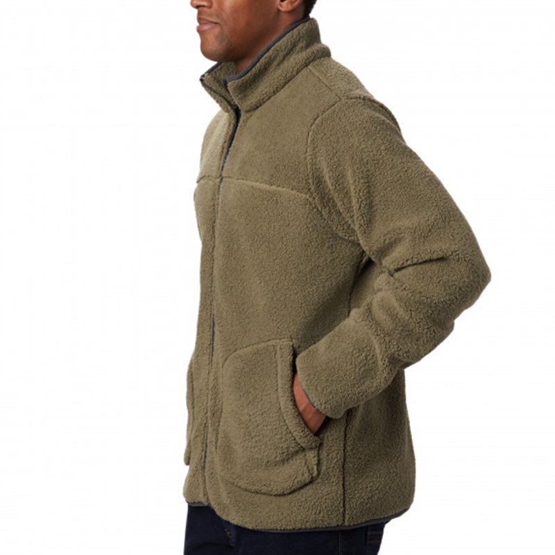OEM Wholesale Custom Logo Men's Sherpa Fleece Zipper-up Stand Collar High Quality Winter Oversized Men Outdoor Fleece Jacket