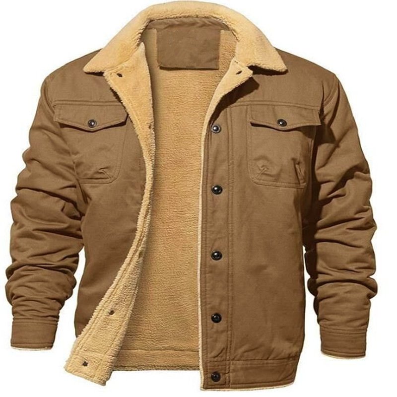 2024 New Year Autumn/Winter Plush Thickened Men's Long Sleeve Cotton Cool Jacket Casual Fashion Men's Top Coat