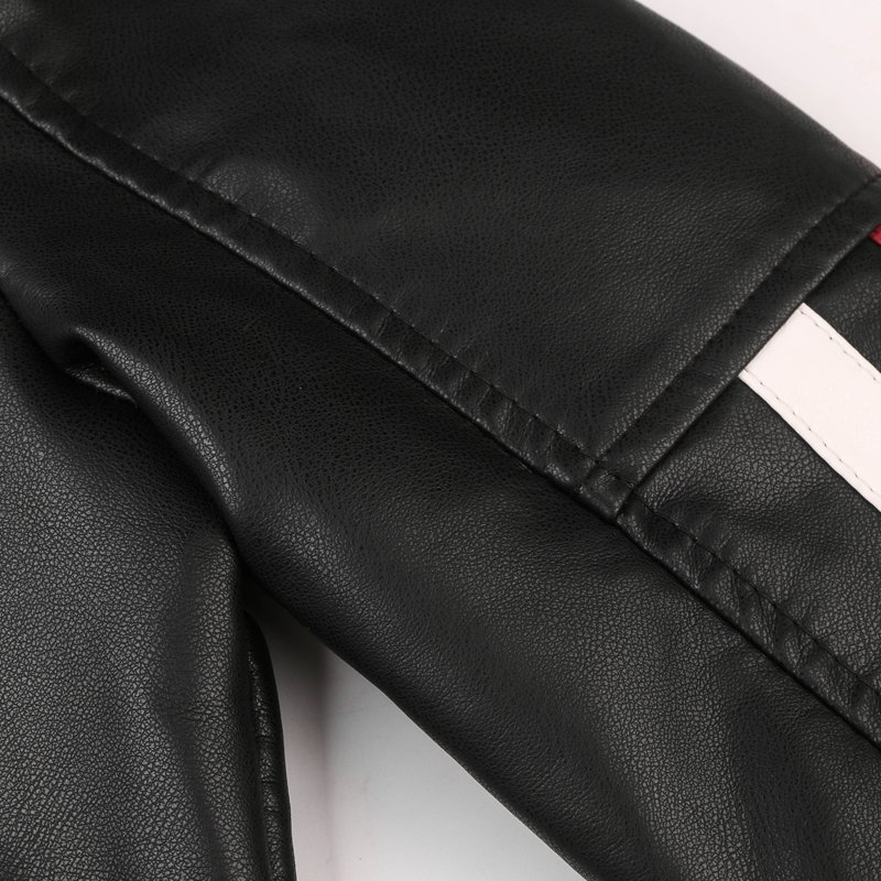 9016 Hot Sale Black Leather PU Jacket High Quality Young Man Fit Outwear Pu Jacket Leather Jacket For Men
