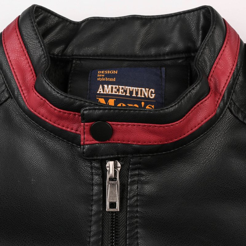 9016 Hot Sale Black Leather PU Jacket High Quality Young Man Fit Outwear Pu Jacket Leather Jacket For Men