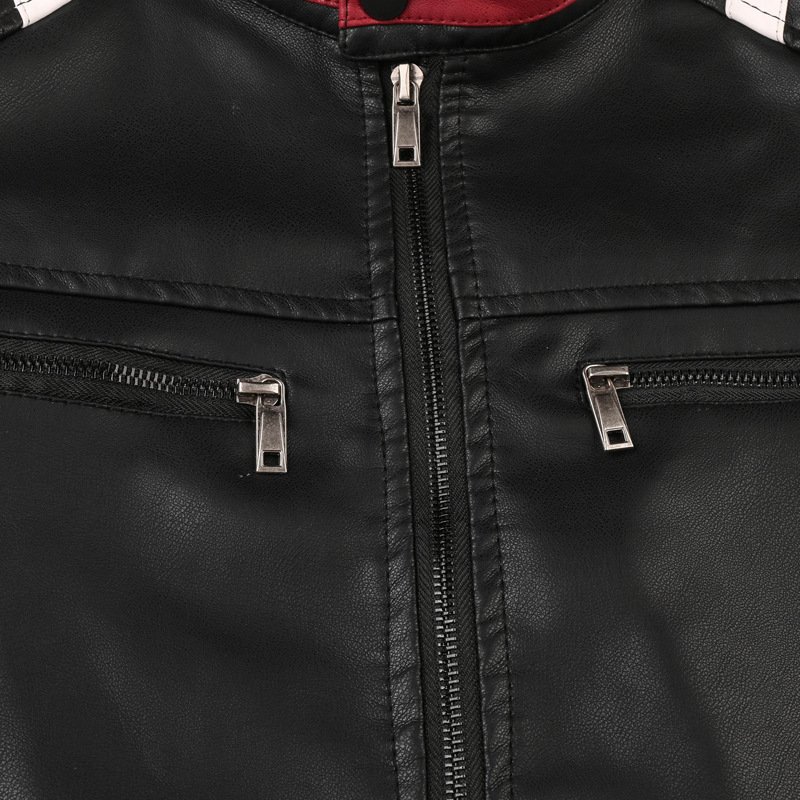9016 Hot Sale Black Leather PU Jacket High Quality Young Man Fit Outwear Pu Jacket Leather Jacket For Men