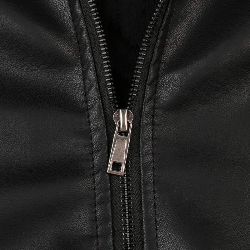 9016 Hot Sale Black Leather PU Jacket High Quality Young Man Fit Outwear Pu Jacket Leather Jacket For Men