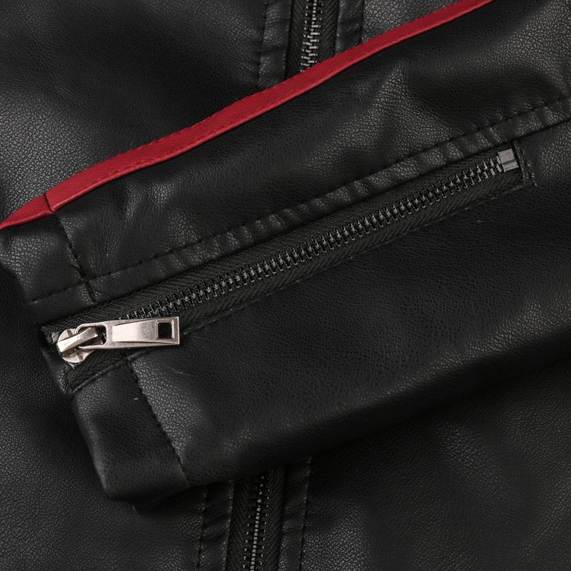9016 Hot Sale Black Leather PU Jacket High Quality Young Man Fit Outwear Pu Jacket Leather Jacket For Men