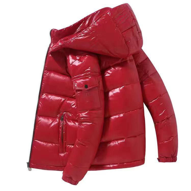Down Coat Men's Bright Face Trend Hooded Short Thick Winter Bomber Shiny Puffer Men's hip hop skateboard Jacket