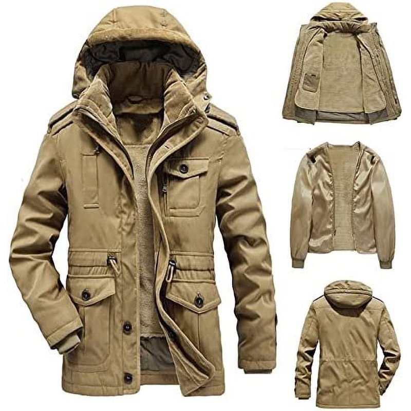 FREE SAMPLE Men' s Casual Outdoor Coats Winter Fleece Warm Padded Parka Jackets Man Hooded Windproof Snowsuits