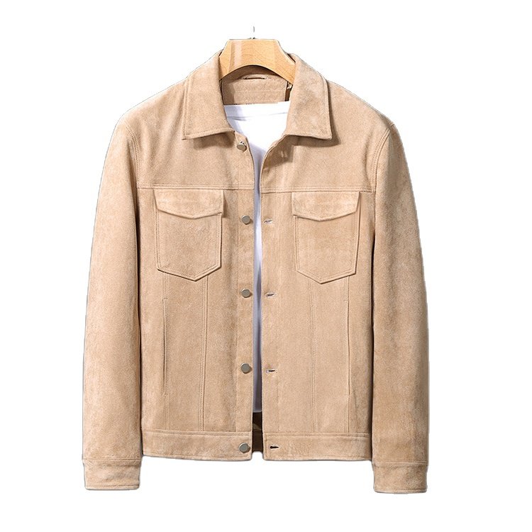 Hot Sale Plus Size Men's Suede Jacket Autumn Vintage Cargo Jacket Custom Leather Jacket for Men