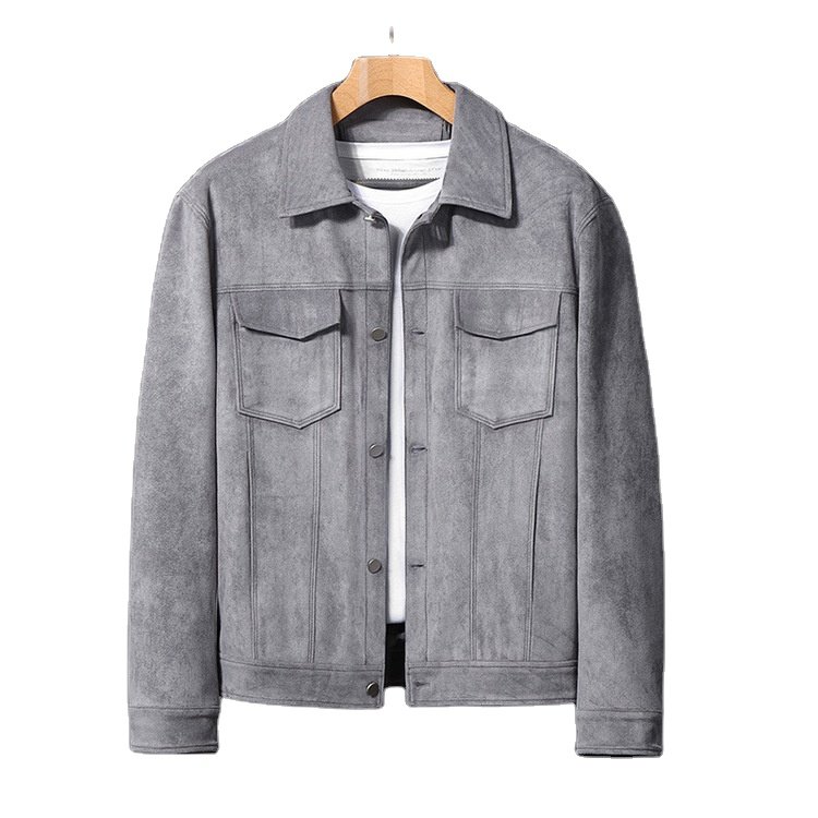 Hot Sale Plus Size Men's Suede Jacket Autumn Vintage Cargo Jacket Custom Leather Jacket for Men