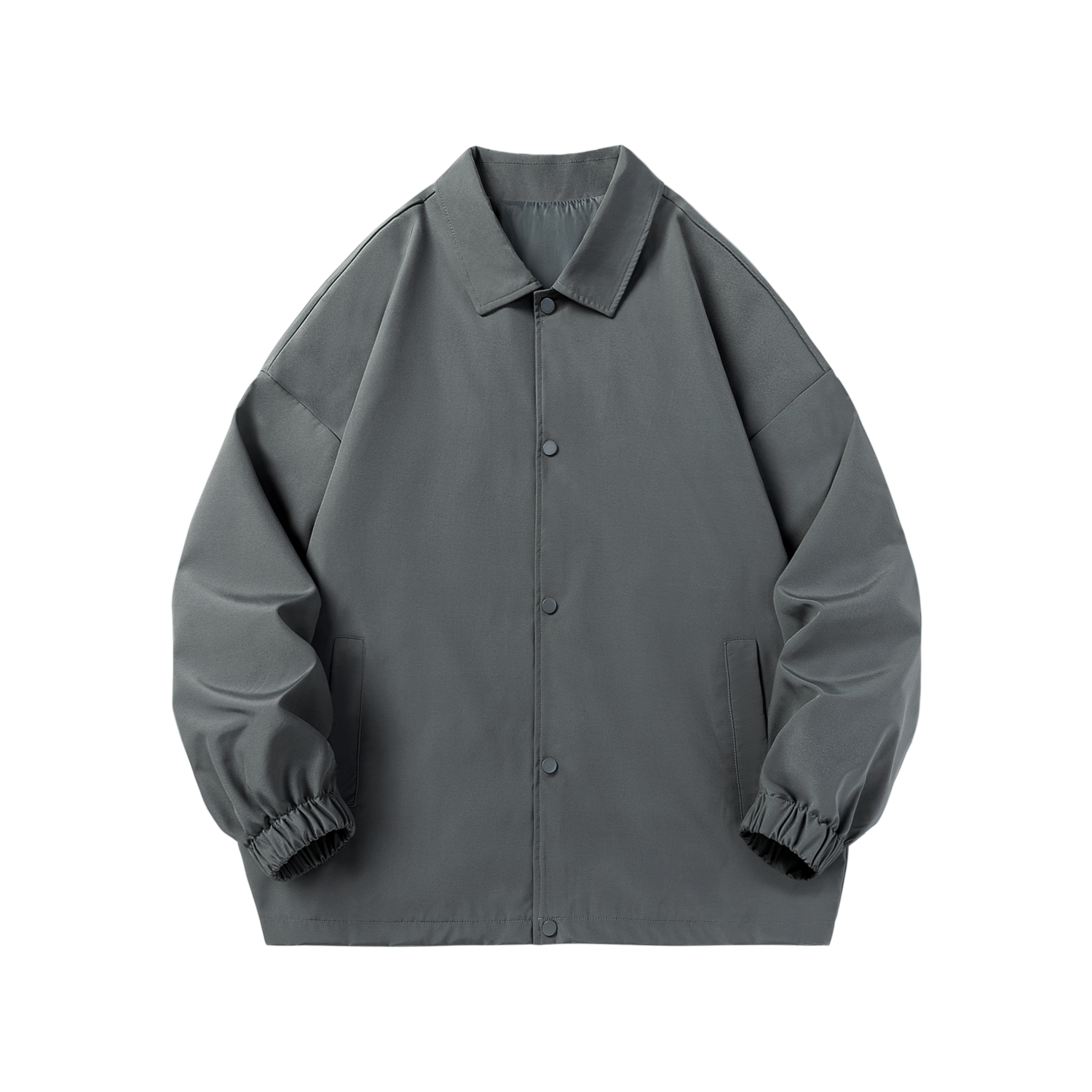 Polyester Solid Color Mens Coach Jacket Turnover Collar Man Spring Shirt Jacket Streetwear Casual Fashion Windbreaker Jacket