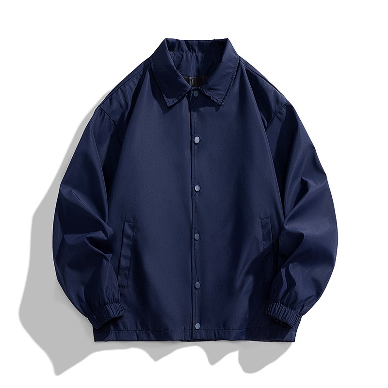 Polyester Solid Color Mens Coach Jacket Turnover Collar Man Spring Shirt Jacket Streetwear Casual Fashion Windbreaker Jacket