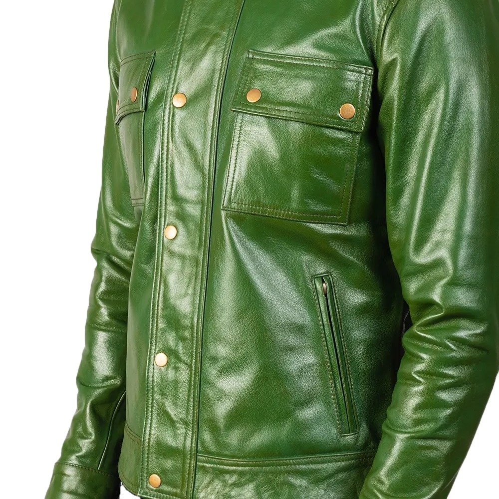 High-Quality Leather Jackets Crafted for Ultimate Durability New Fashionable Men Leather jackets Green Color Men's Jackets