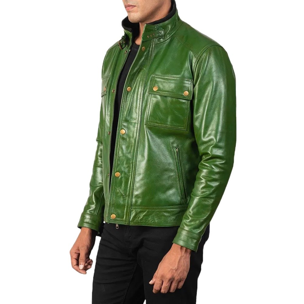 High-Quality Leather Jackets Crafted for Ultimate Durability New Fashionable Men Leather jackets Green Color Men's Jackets