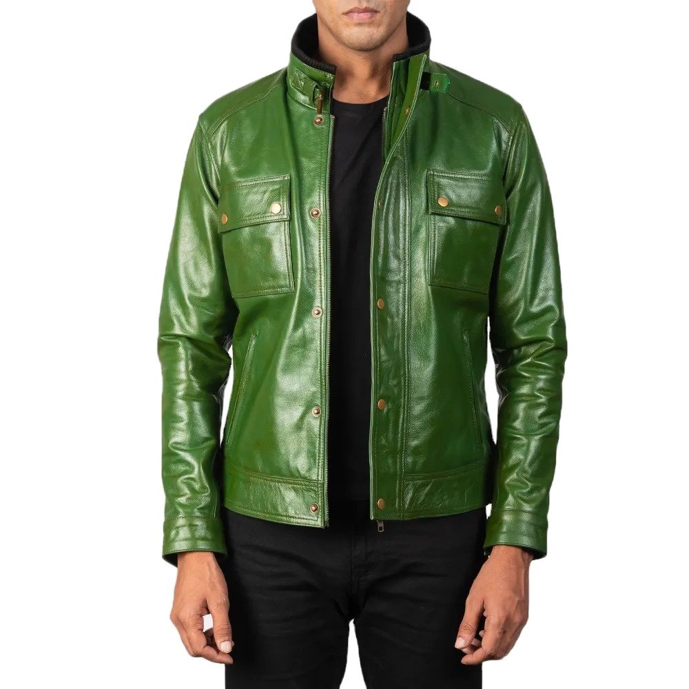 High-Quality Leather Jackets Crafted for Ultimate Durability New Fashionable Men Leather jackets Green Color Men's Jackets