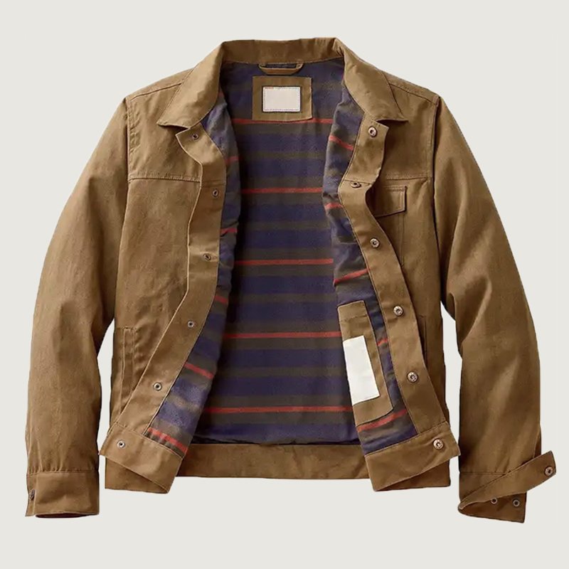 Custom Mens Buck Waxed Trucker Jacket Cotton Fabric Casual Woven Winter Jackets Quilted Jacket Plain Dyed OEM Designs