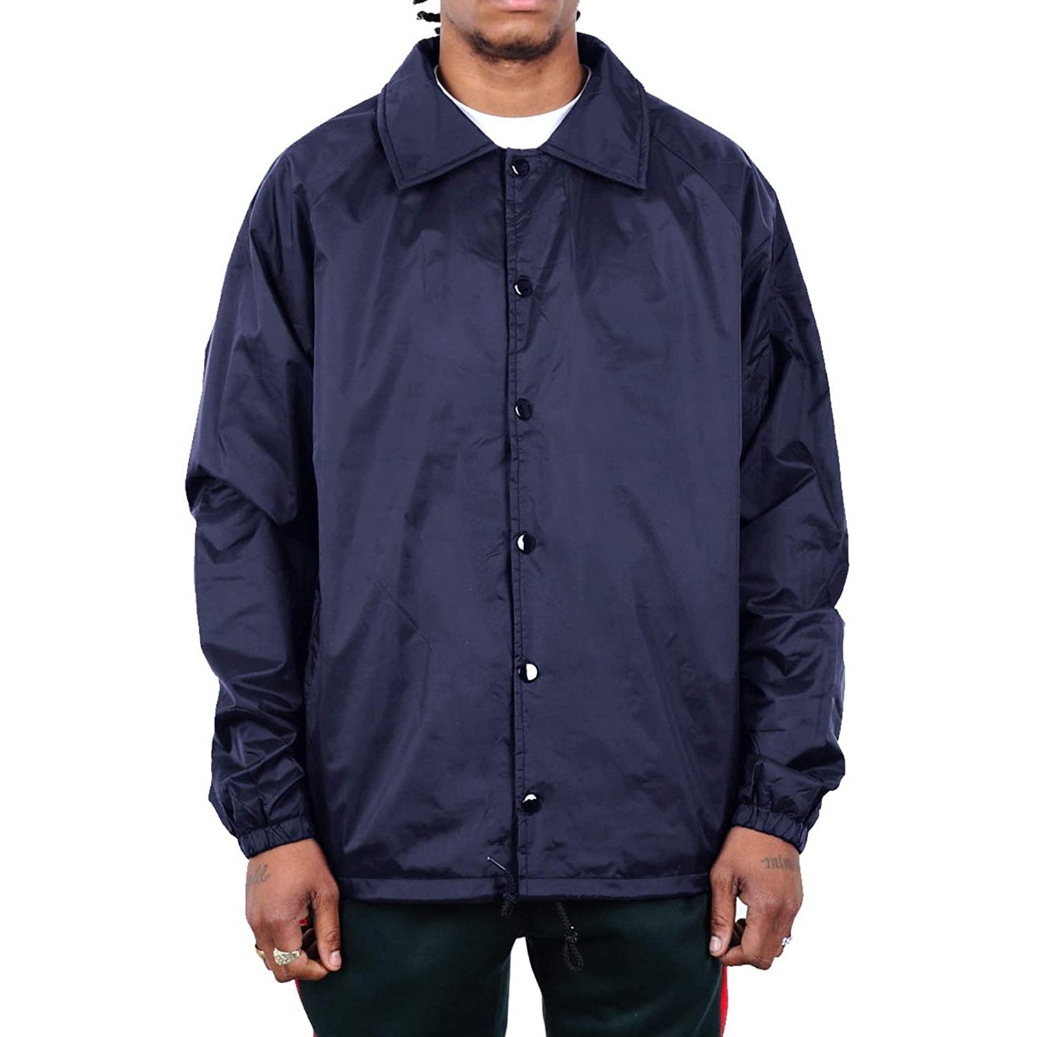 Men's Classic Windbreaker Jacket Unisex Nylon Varsity Coat with Water Resistance Relaxed Fit Snaps Plus Size ODM Supply