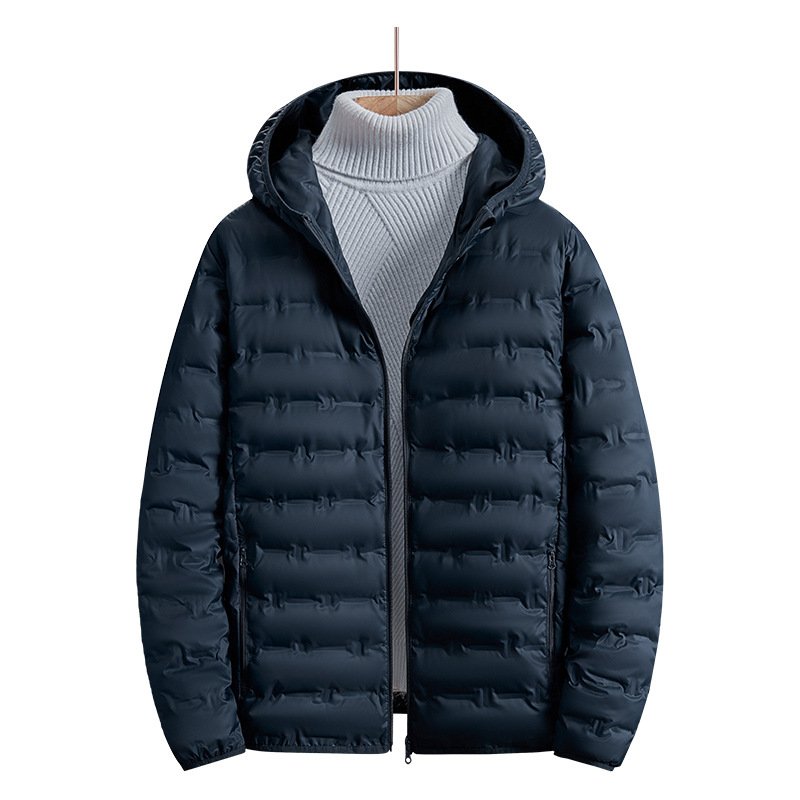 Factory wholesale customized fashionable casual hooded warm solid color men's down jacket for winter outdoor coat