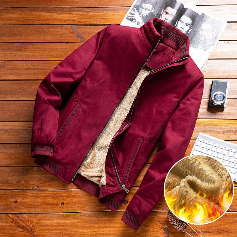 Autumn Mens Bomber Jackets Casual Male Outwear Fleece Thick Warm Windbreaker Men's Jackets khaki jacket