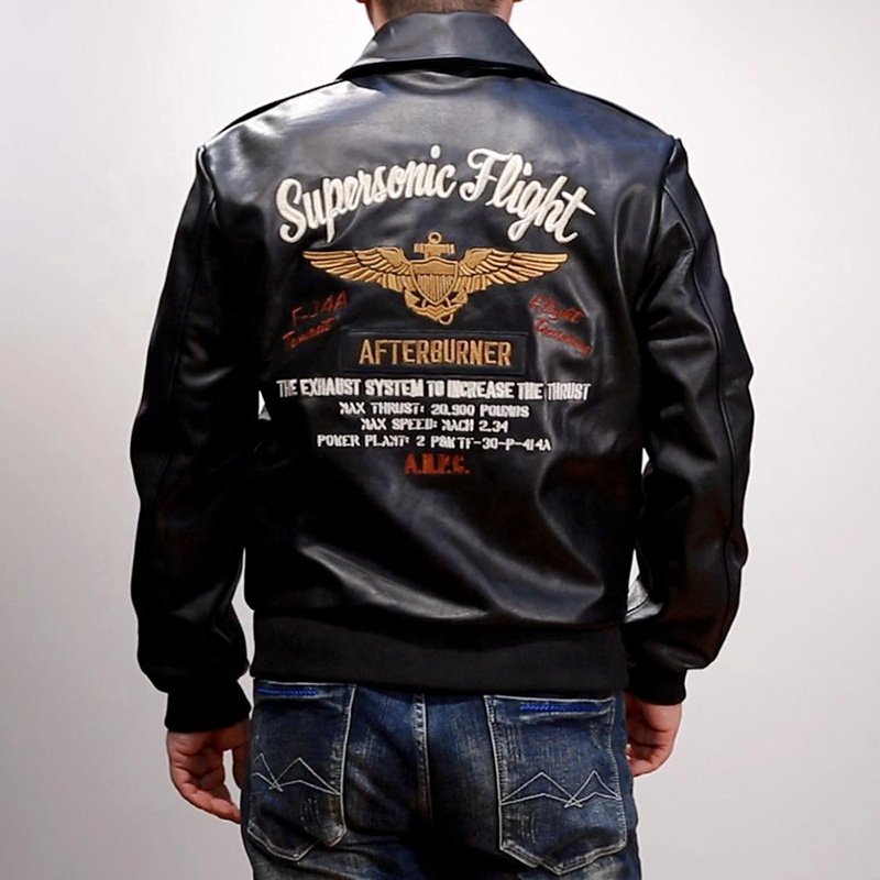 Customization High Quality Waterproof Men's Natural Genuine Leather Jacket Man's Aviator Jacket Cowskin Bomber Jacket Coat Black