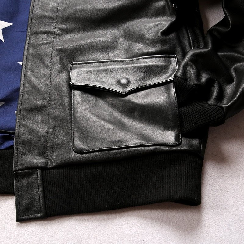 Customization High Quality Waterproof Men's Natural Genuine Leather Jacket Man's Aviator Jacket Cowskin Bomber Jacket Coat Black