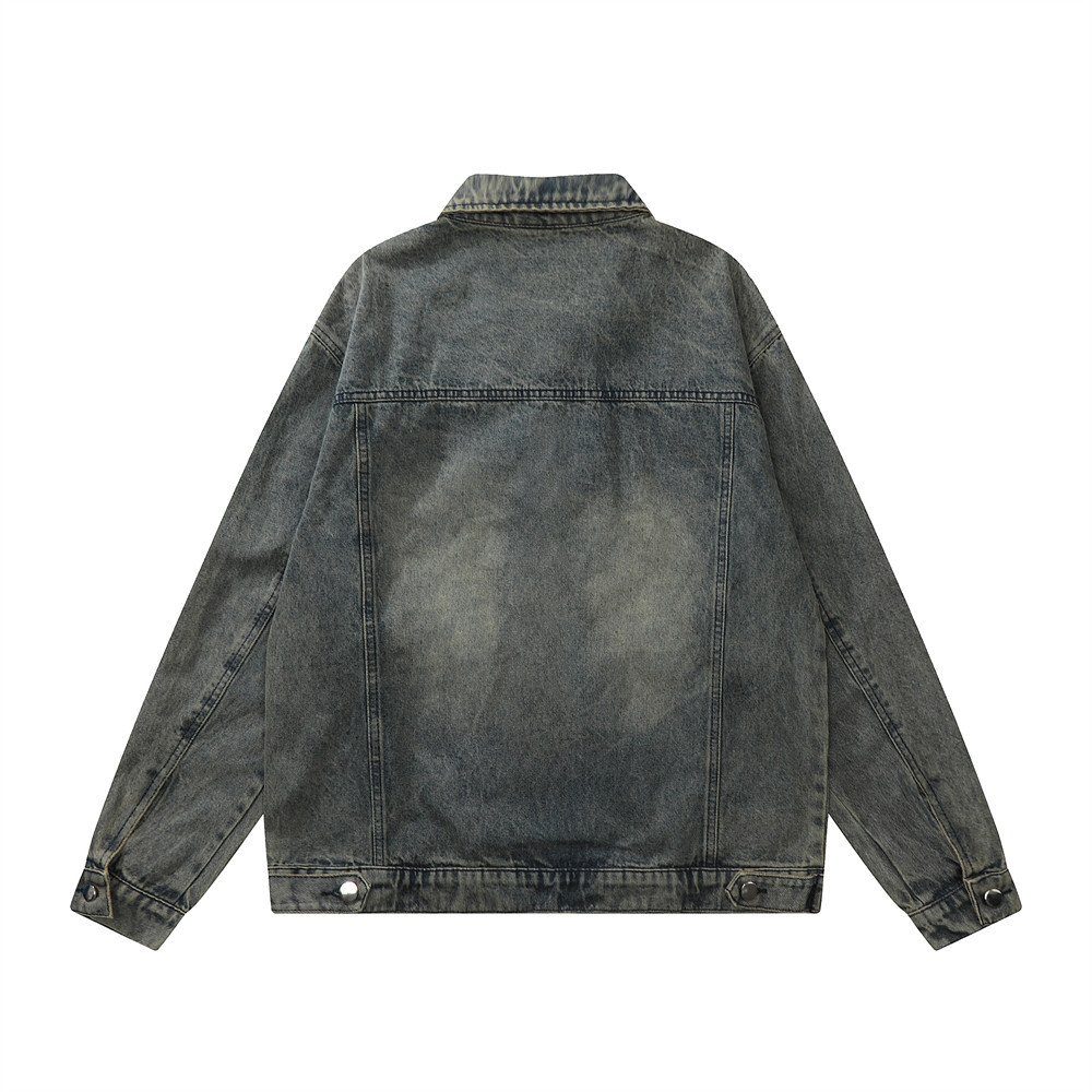 custom vintage punk washed denim fabrics custom denim jacket men men's jackets