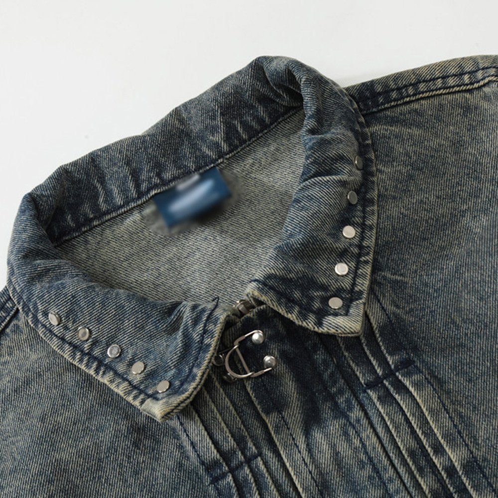 custom vintage punk washed denim fabrics custom denim jacket men men's jackets