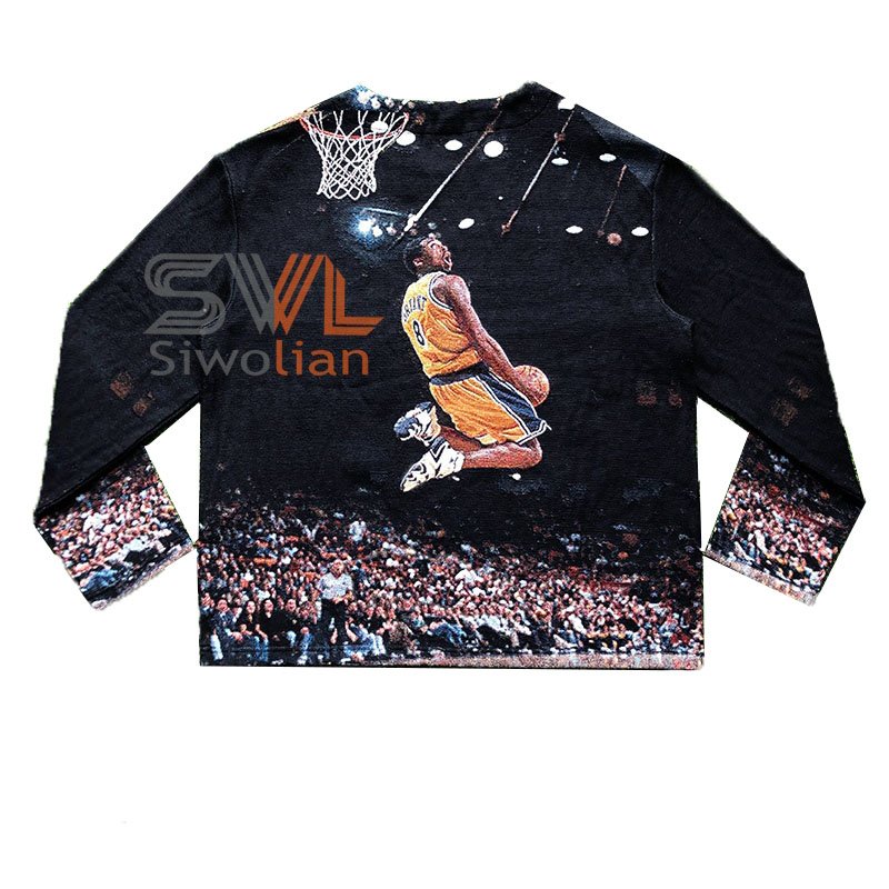 HipHop Streetwear woven tapestry crew neck blanket sweater Plus Size Men's Jacket tapestry sweater men anime tapestry sweater