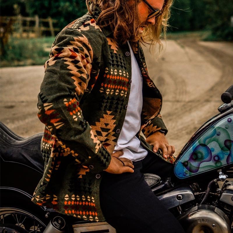 New Slim Fit Coat Autumn Winter Bomber Jacket Men Aztec Diamond Pattern Fleece Lined Casual Jacket Men Fashion Clothing 2024