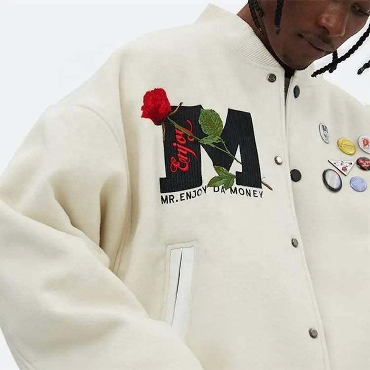 Cotton Letterman Men's Jackets Man Coat Bomber Varsity Jacket custom OEM Chenille Embroidery Winter College Baseball Jacket USA